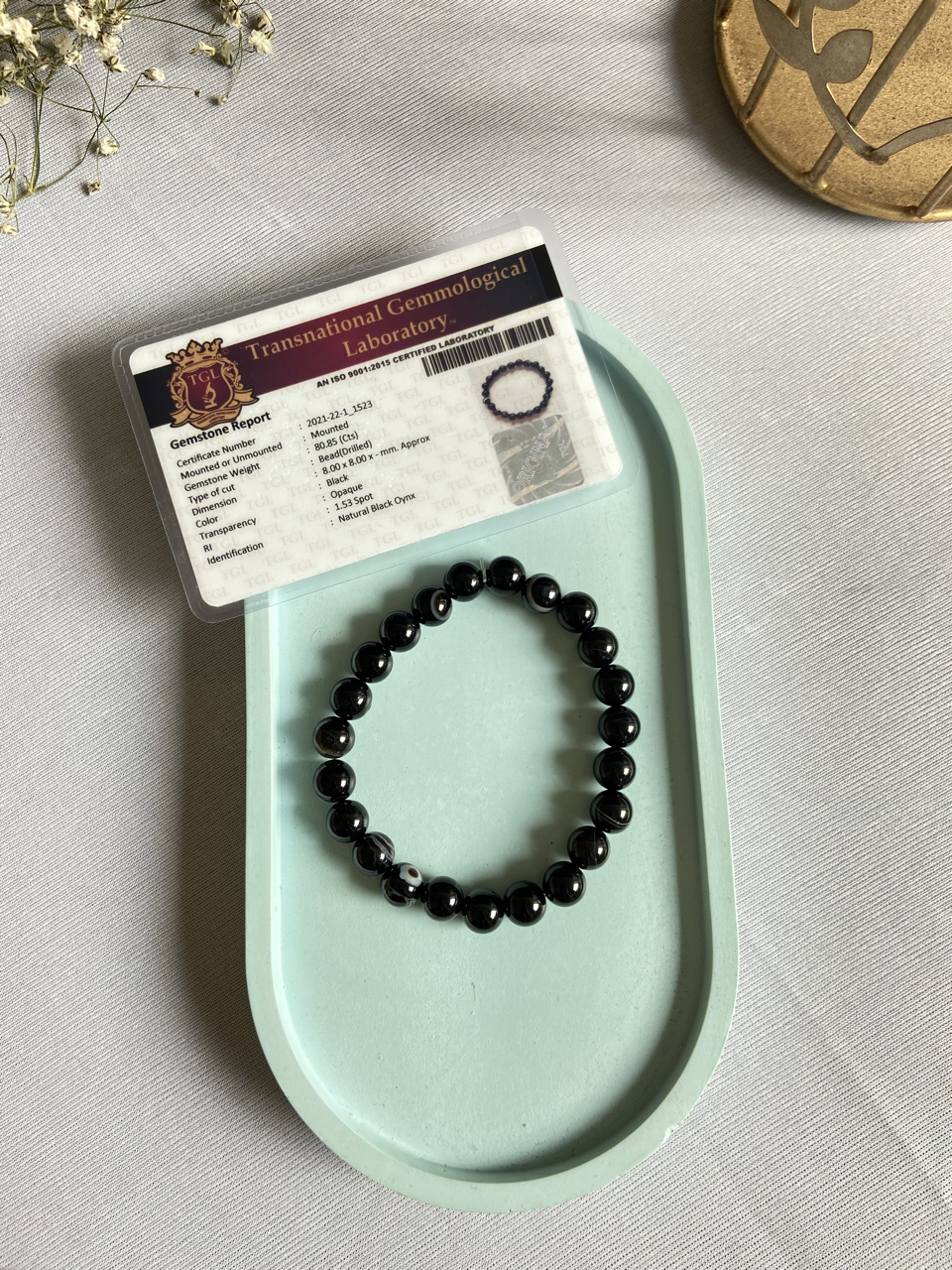 Obsidian Onyx Bracelet with Buddha Accent, 10MM